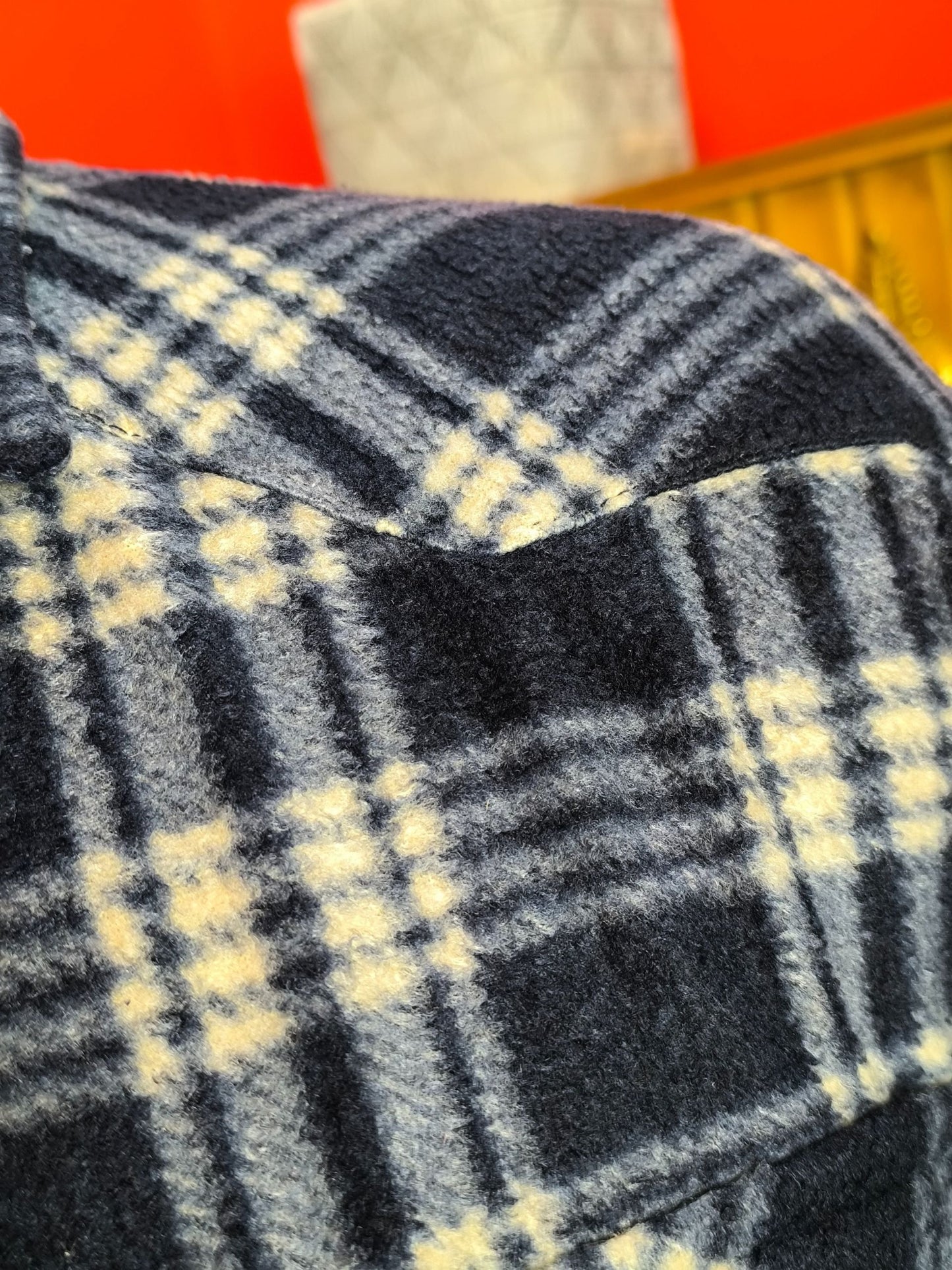 Vintage Checked Fleece Shirt – Navy & Cream