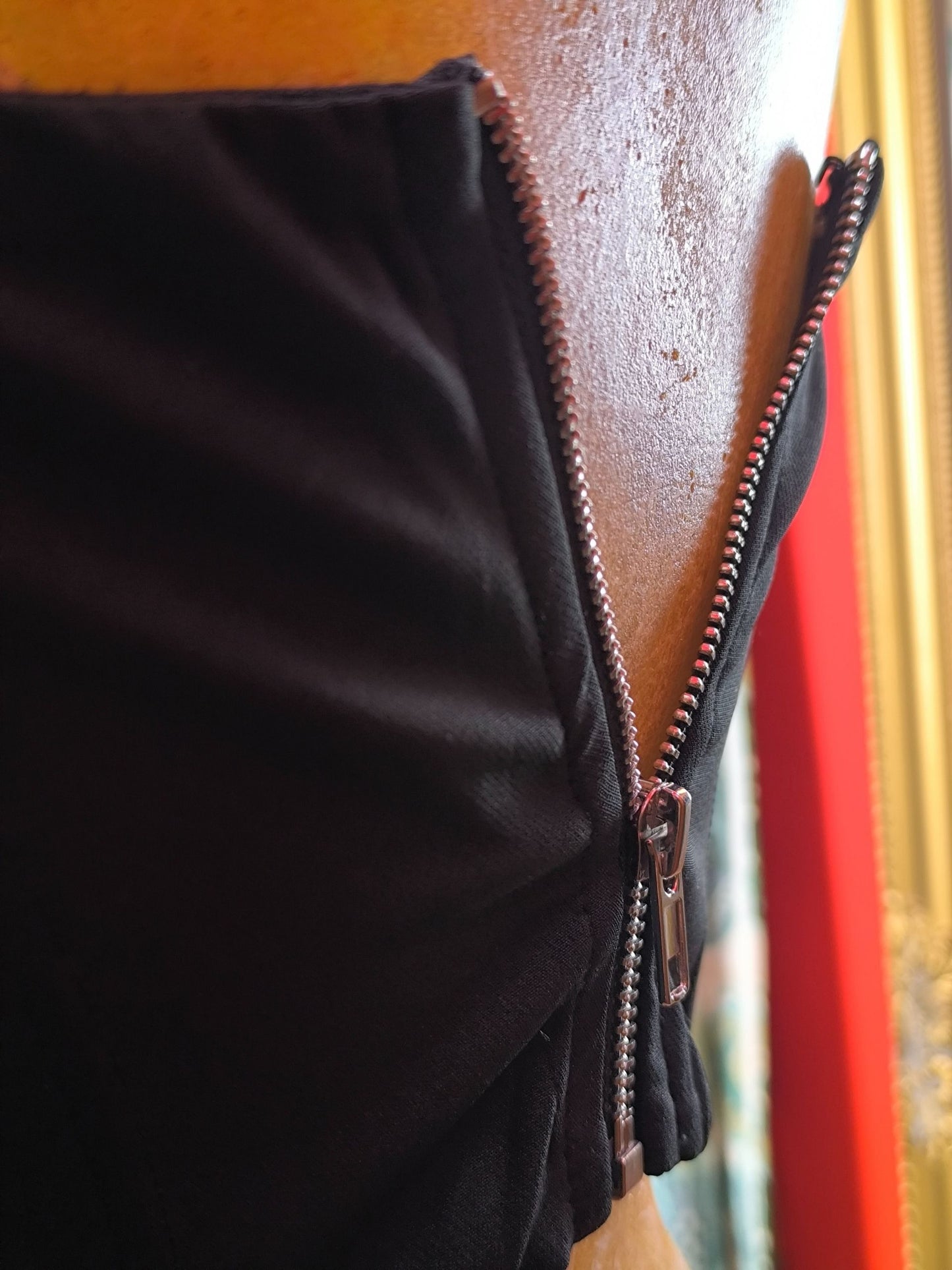 White Fox Black Corset Top with Rhinestone Fringe