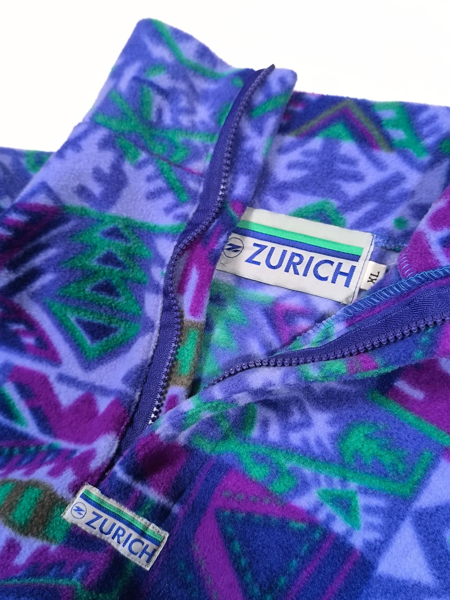 Vintage Zurich 90s Geometric Half-Zip Fleece Pullover