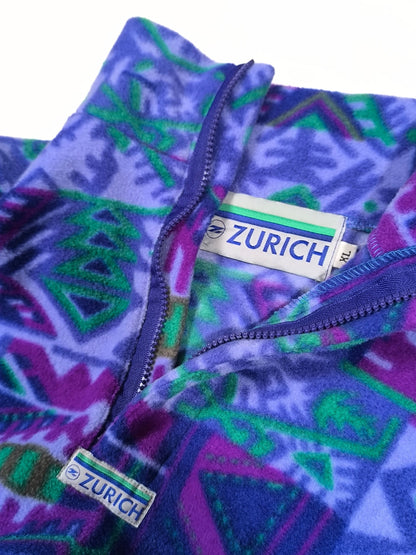 Vintage Zurich 90s Geometric Half-Zip Fleece Pullover