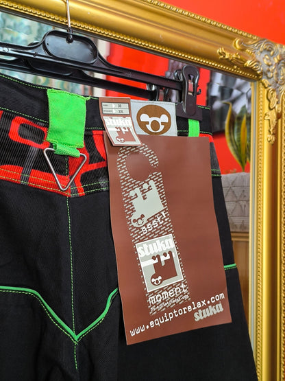 Deadstock Stuka Black Wide Leg Baggy Pants – 90s–Early 2000s Original Skate Streetwear