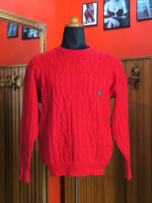 Vintage Red Cable Knit Sweater