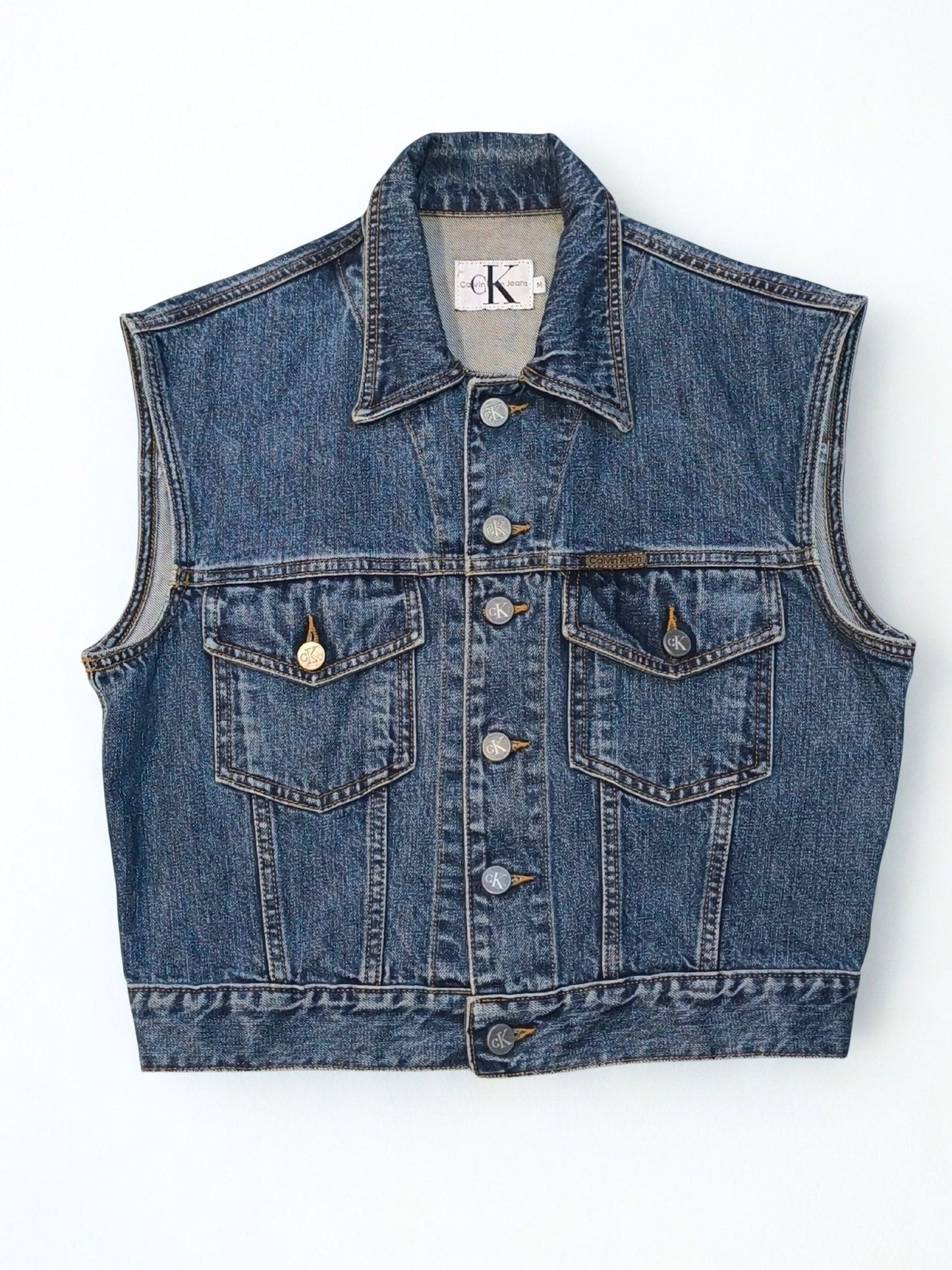Vintage Calvin Klein Denim Vest – 1990s Icon / As Seen in 1995 Campaign – Made in USA