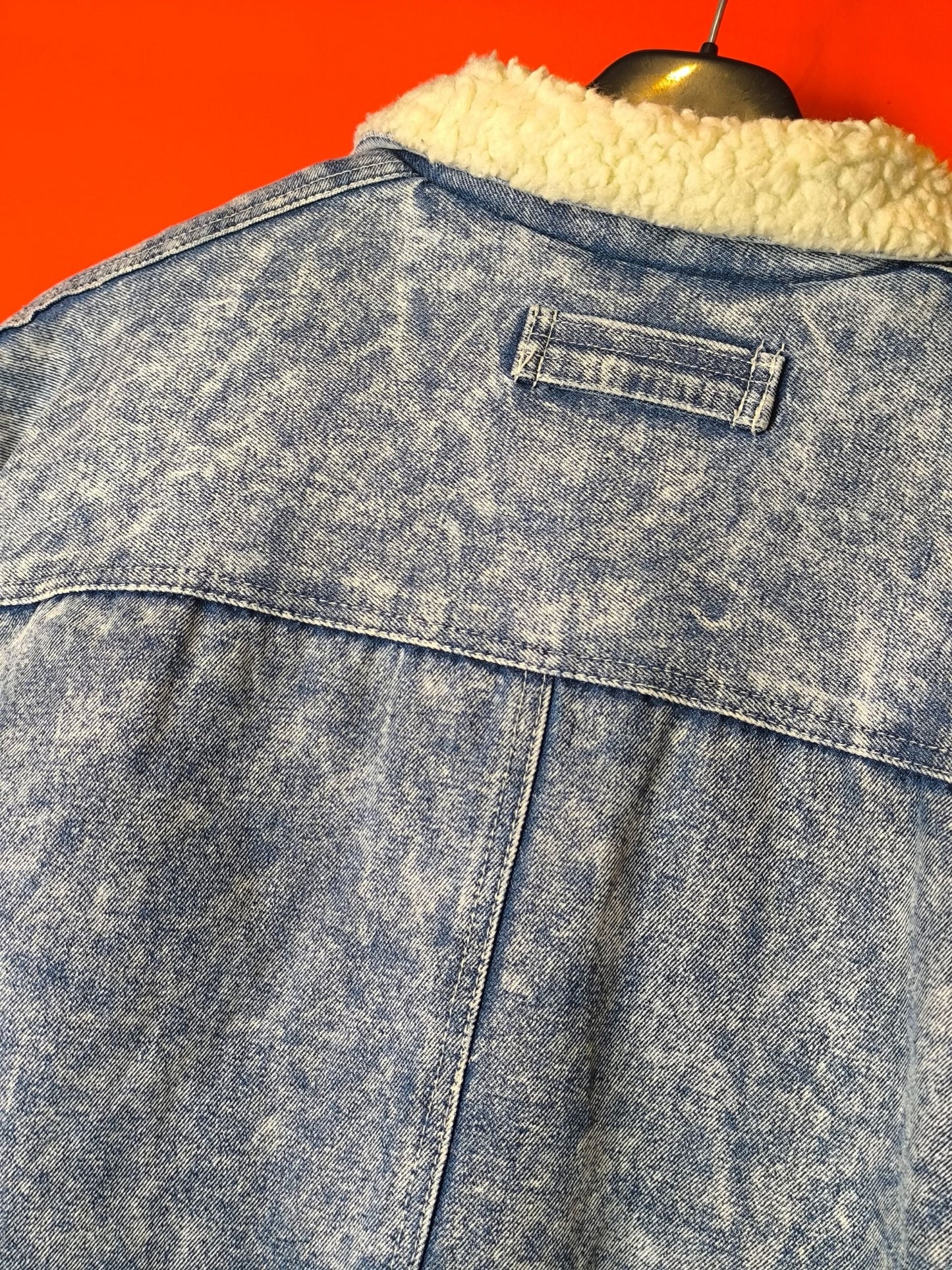 Unisex Acid-Wash Vintage Sherpa Denim Jacket