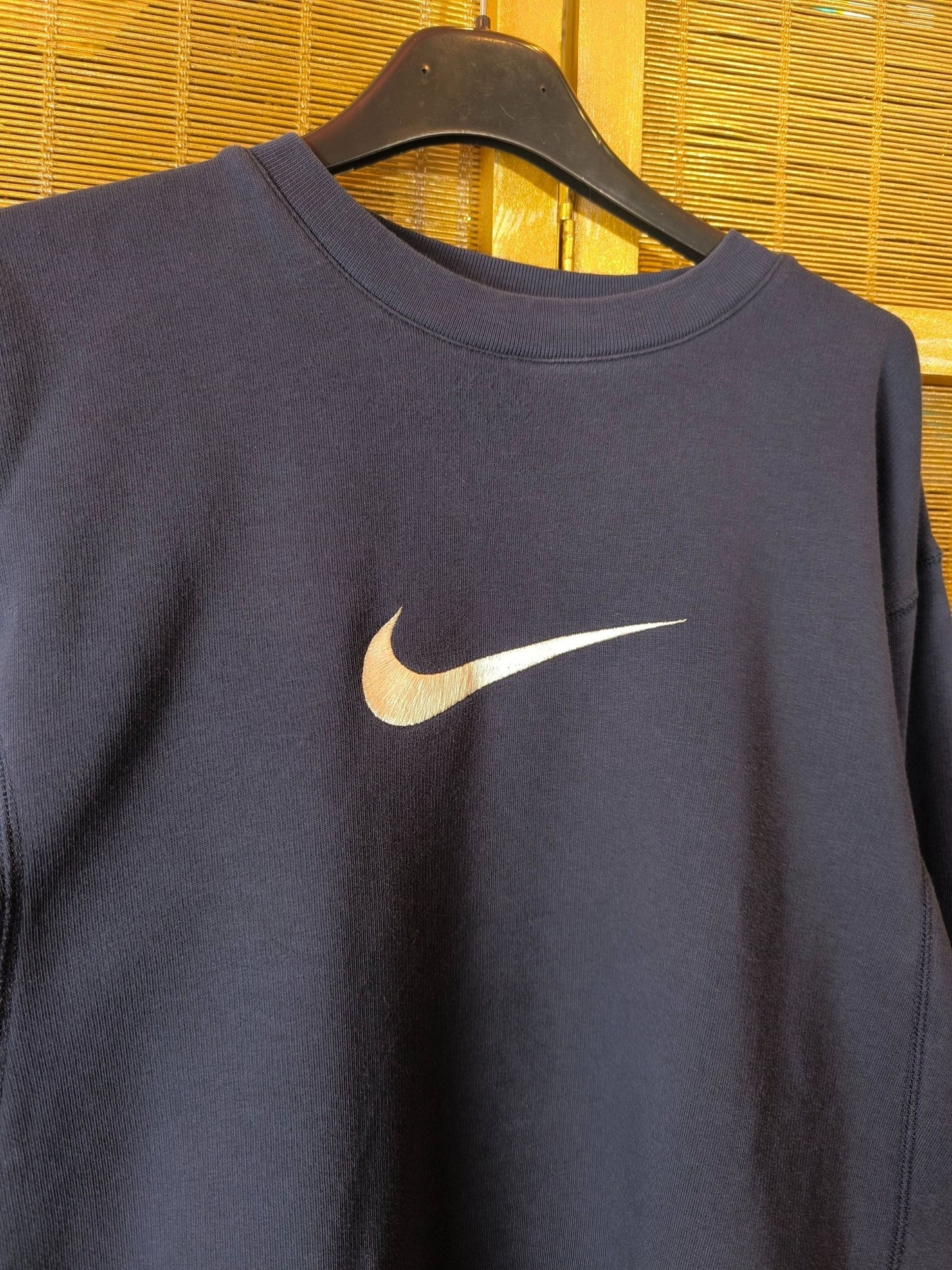 Nike 2000s Vintage Navy Blue Center Swoosh Crewneck Sweatshirt